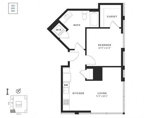 a floor plan of a bedroom apartment